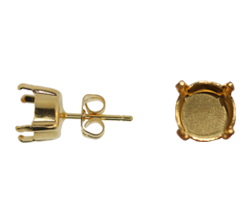 Earring Settings #7852 Gold for Chaton SS39 Stones Post Back (10 Pair)